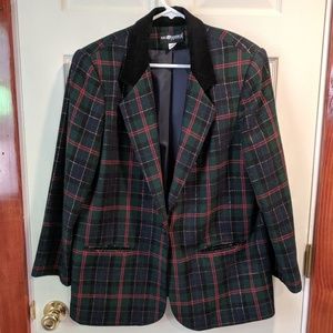 Dress jacket plaid with velvet trim